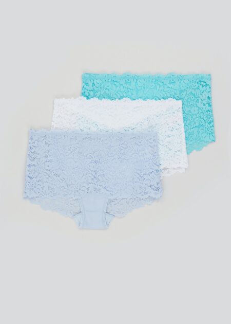 5 Pack Lace Trim High Leg Knickers 
